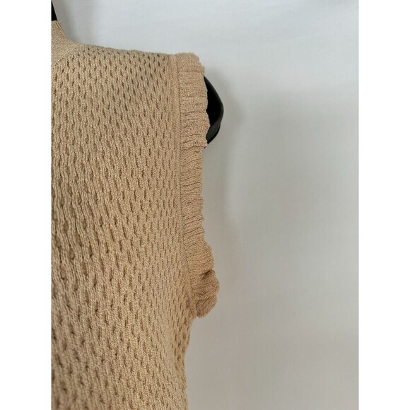 NWT Endless Rose Cream Textured Knit Crochet Bodycon Mini Dress Size L Tie Back - Picture 3 of 9